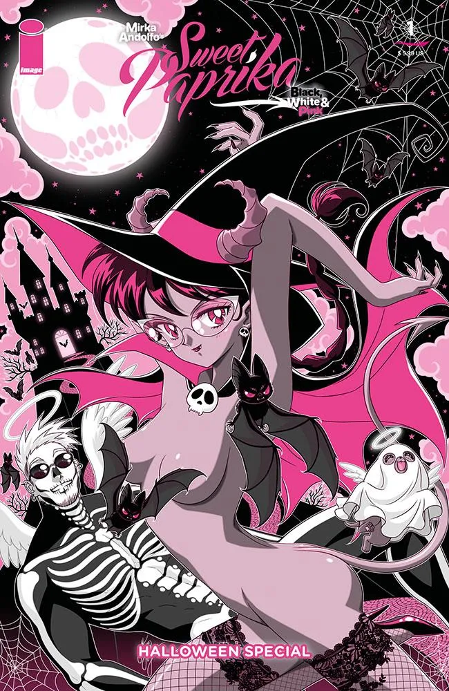 Cover of Mirka Andolfo's Sweet Paprika: Black, White, & Pink – Halloween Special #1